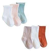 SONARIN 6 Paris Toddler Girl Boy Non Skid Socks,Plain color,Baby Girls Anti-slip Cotton Socks,6-12 Months