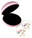 Cute Rainbow Unicorn Headphones/Earphones with Pink Carry Case & 12 pc Unicorn Sticker Gift Set for Kids, Tweens, & Teens Girls Birthday Gift