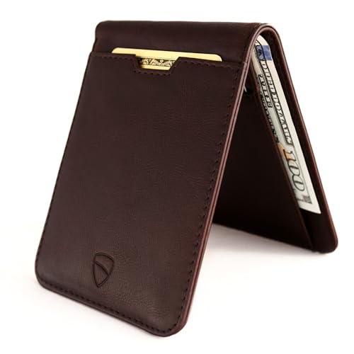 Vaultskin MANHATTAN Slim RFID Blocking Bifold Leather Wallet for Men - Minimalist Front Pocket Card Holder, Holds 9 Cards & Cash, Premium Italian Leather