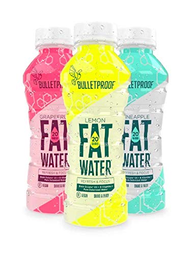 FATwater Deionized Vitamin Water, Variety Pack, 12 Pack, Bulletproof Keto Beverage with Brain Octane C8 MCT Oil & B…
