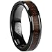 Black Ceramic Ring with KOA Wood Inlay by Ceramic GESTALT® - 6mm. Comfort Fit.