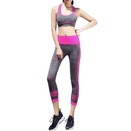 Hotiary Mid-Impact Racerback Sports Bra with Pants Yoga Sets Space Dye Colors