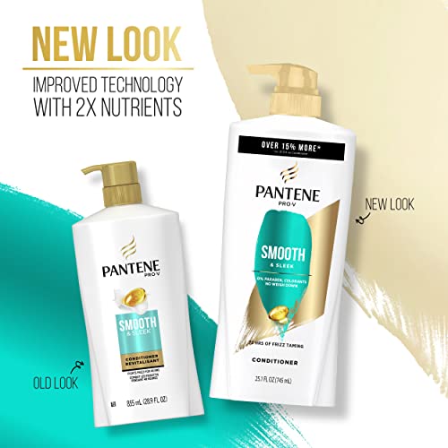 Pantene Shampoo, Conditioner and Hair Treatment Set, Smooth and Sleek for Frizz Control, Safe