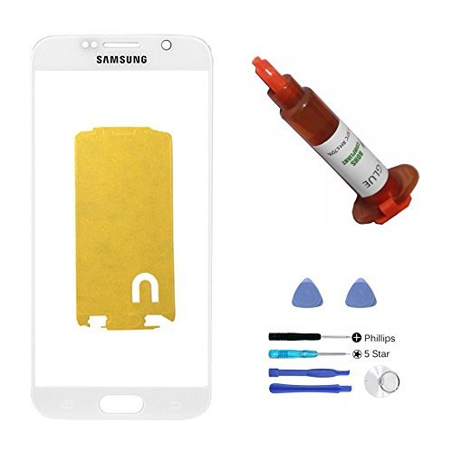 (md0410) White Front Outer Lens Glass Screen Replacement Compatible Galaxy S7 G930 + Adhesive + Tools + 5ml UV LOCA Liquid Glue (LCD Digitizer not Included)
