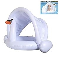 Lin-Wu-RR Baby Inflatable Pool Float with Sun Canopy, Popular Baby Infant Swimming Float Toy for The Age 6-36 Months Toddler Kids (Swan)
