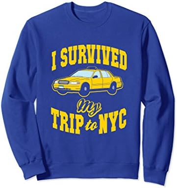 Unisex I Survived My Trip To NYC Sweatshirt Taxi Car Small Royal Blue
