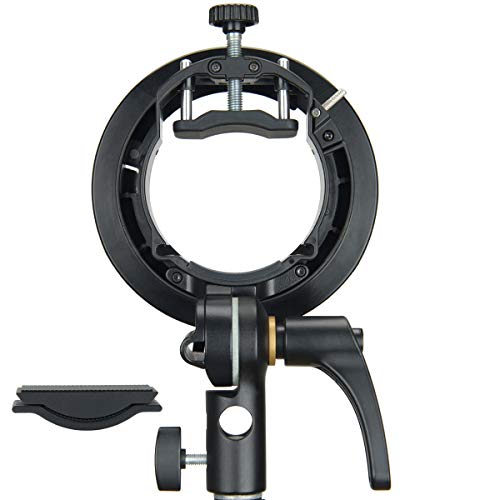 Godox S2 Speedlite Bracket S-Type Bowens Mount Holder for Godox V1 AD200Pro AD400Pro AD200 V860II TT685 TT600 TT350 Series Speedlite Flash, Snoot, Softbox, Honeycomb, Reflector, Beauty Dish &USB light