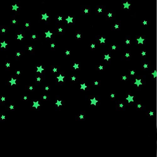 FIRERO 100 pcs Wall Stickers Fluorescent Glow Stars Kids Bedroom in the Darkness