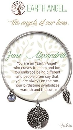 Earth Angel Alexandrite June Birthstone Bangle Bracelet in Antique Silver