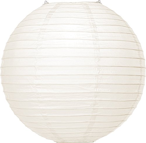 Luna BazaarPremiumDecorative Paper Lantern - (Single, 24-Inch, Wedding White, Even Ribbing) Round Paper Lantern - Ideal Wedding and Party Decor or Home Accent, Lighting Optional