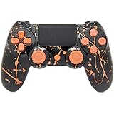 Hand Airbrushed Color Burst Playstation 4 Custom Controller with Colored Inserts (Orange)