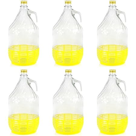 6 x 5L Weinballon Glasballon mit Schraubverschluß und Kunststoffkorb Glasflasche Gärballon