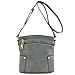 Triple Zip Pocket Medium Crossbody Bag Grey