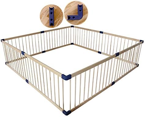 Play yard Extra Large Foldable Wooden Baby Playpen with Walk-Through Door in Two Directions, Security Fence (Size : 160x180cm)