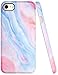 A-Focus Compatible with New iPhone SE Case for Girls, iPhone 8 Case, iPhone 7 Case, Red Pink Blue Pastel Gradient Blooming Marble IMD Series Slim Case for iPhone SE/8/7 4.7 inch Matte Gradient Pink