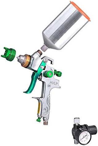 2.5 Mm Hvlp Spray Gun Auto Paint Gravity Feed w/ Gauge Metal Flake Primer Nozzle