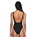 Dixperfect 90s Trend One Piece Swimsuit Low Cut Sides Wide Straps High Legs for Women Black