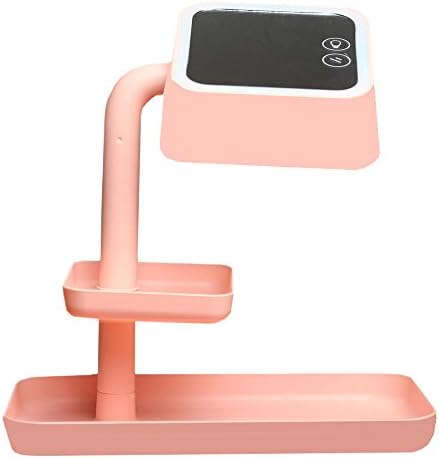 Wagen LED Vanity Mirror and Table Lamp, 1200mAh Rechargable with Storage Trays and USB Extending Port, Stoving Varnish ABS, Peach