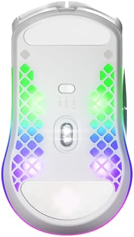 SteelSeries Aerox 3 Wireless - Mouse para jogos perfurado RGB - Design ultraleve resistente à água - Sensor ótico TrueMove Air 18K DPI - Neve