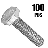 100 Pieces 1/4-20 x 1-1/2 Stainless Steel Hex Bolts, KINJOEK Hex Head Cap Screw Bolts, 18-8 (304) S/S Bolts Fastener