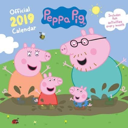 Peppa Pig 2019 Official Square Wall Calendar with Organising Stickers Bundle, Great Gift.