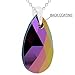 Purple Blue 925 Sterling Silver Made with Swarovski Elements Teardrop Pendant Necklace for Women,18