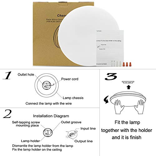 Upgrated 24w Motion Sensor Led Flush Mount Ceiling Light Built In