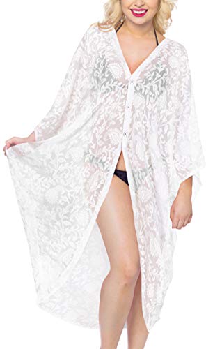 [- LA LEELA Cardigan Women's Kimono Beachwear Swimsuit Swimwear Cover up Kaftan Blouse Top  -]