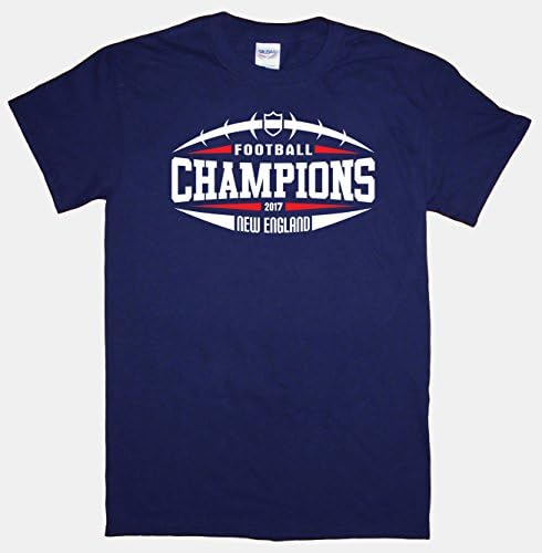 Ryott Designs Adult New England 2017 Football Champions Navy Blue T-Shirt-Large