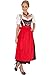 Dirndl Womens 3-Piece Longer-length Dirndl with Red Trailing Pattern
