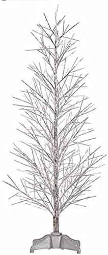 By Vickerman 4' Pre-Lit Battery Operated Silver Fiber Optic Christmas Twig Tree - Multi
