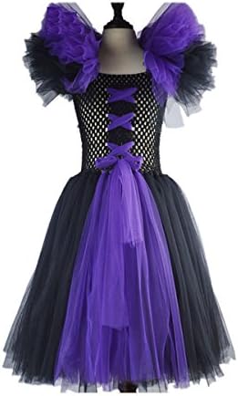 Girl's Wicked Queen Costume Snow White Costume Princess Halloween Party Cosplay Outfits (M, Purple Wicked queen)