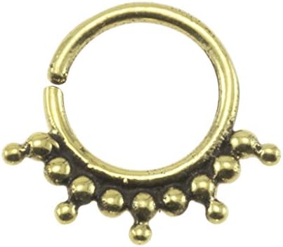 Street Habit Brass Bohemian Beads Design 18G Septum Ring - 7mm (0.3") Inner Hoop with Adjustable Opening