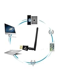 Wsky   Adaptador WiFi de 600 Mbps   Mejor adaptador de red inalámbrico de doble correa con 2.4G+5.8G, compatible con ordenador portátil PC, perfecto para Win10 8.1 8 7 XP Mac OS 10.4 10.12 Linux(versión común)