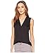Vince Camuto Womens Sleeveless V-Neck Rumple Blouse Rich Black XS