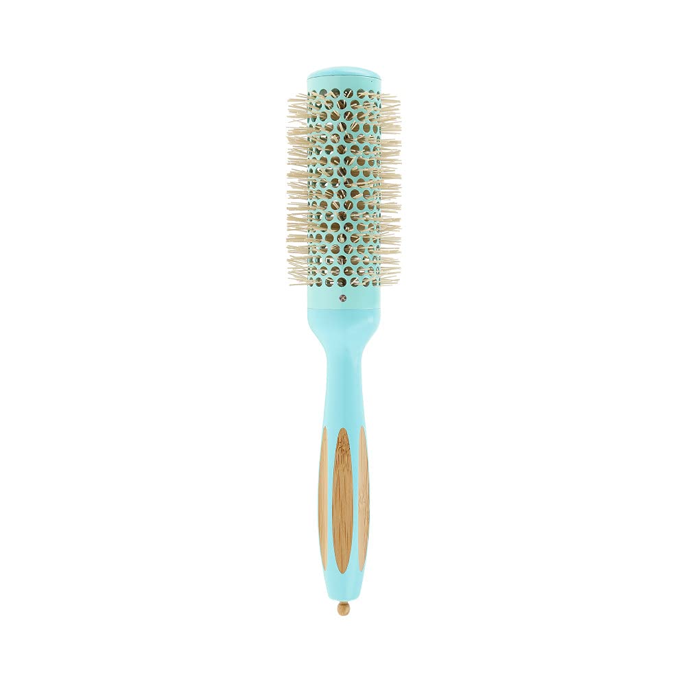 T4B Ilu BambooM Styling Detangling Eco Friendly Natural Bamboo Round Volume Color Hairbrush for Professional Hairdressers, All Hair Types and Lengths 35 mm 1.38 inch