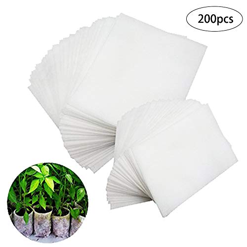JPSOR 200Pcs Biodegradable Non-Woven Nursery Bags Plant Grow Bags Fabric Seedling Pots
