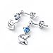 925 Sterling Silver Cubic Zirconia Blue Cz Heart Dolphin Stud Earrings for Women Marine Jewelry Birthday Gift