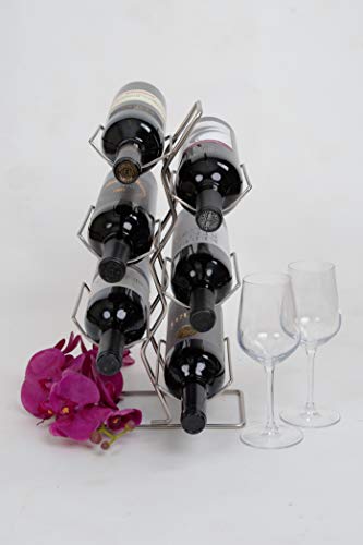 Elaine Karen Deluxe 6 Bottle Wine Tree Table Top Rack Storage Display Organizer Shelving - Chrome - Thumbnail 2