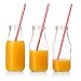Glass Milk Bottles with Lids 11oz (12-Pack), Juice Bottles with Lids, Vintage Breakfast Shake Container, Vintage Drinking Bottles for Party, Glass Bottle with Straw and Lid for Kids, Milk Glass Set