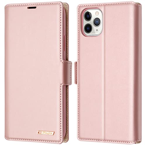 Fingic iPhone 11 Pro Max Case, PU Leather Wallet Case ID Credit Cards  Slots Holder Side Pocket Kickstand F