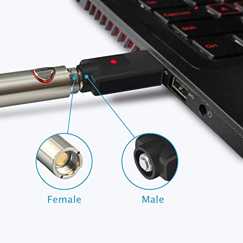 2 Pack USB Plug Thread Cable Adapter, Compatible for USB Adapter with LED Indicator, Intelligent Overcharge Protection-Black