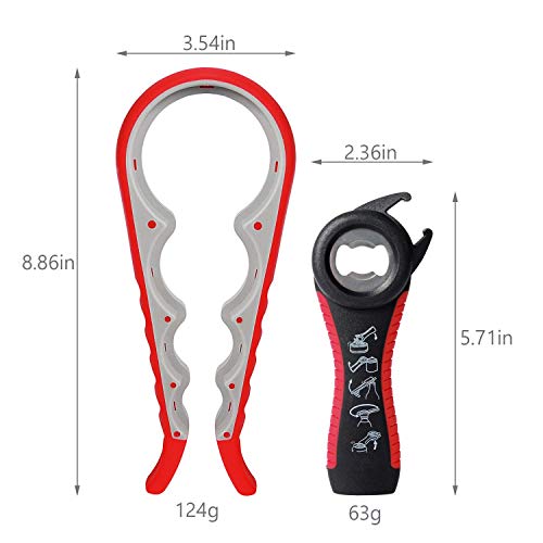 Bottle Can and Jar Grip Opener 2 Pack, 5-in-1 Multi Kitchen Tools Set and 4-in-1 Jar Grip Opener, Lid Seal Remover Lid Twist Off for Children, Weak Hand and Seniors with Arthritis - Thumbnail 6