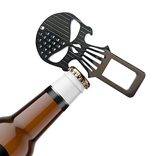 WOSITE 2Pack Metal CutOut American Flag Skull Car Seat Belt Silencers