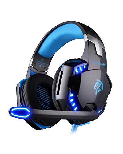 EasySMX G2000 Over Ear Stereo Gaming Headset Wired Headphone with Adjustable Headband and Microphone Mic USB and 3.5mm Audio Connector LED Indicator Noise Isolation/In-line Volume Control for PC Gamer