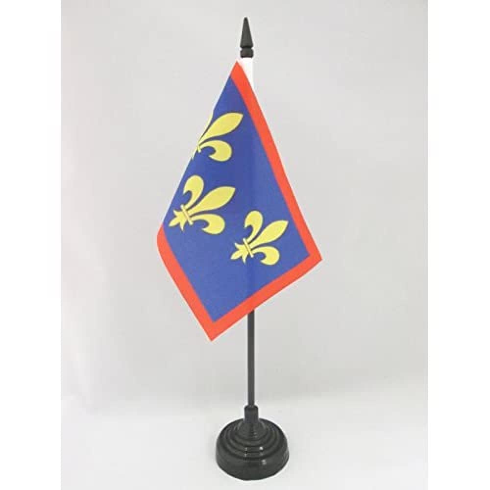 AZ FLAG - French Province of Anjou Table Flag 4'' x 6'' - Province of Anjou Office Mini Banner 100% Polyester 15 x 10 cm - Mini Desk Flag with 10'' Pole and Black Plastic Base