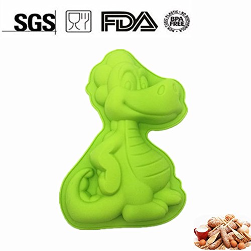 Dinosaur Shaped Small Birthday Cake Mold | Novelty Silicone Cake Pan for Kids | Premium Food-grade Silicone Baking Mold Tray | 9.45 x 1.57 x 6.69 Inches