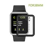 Amoner Screen Protector for Apple Watch, 38mm iWatch Tempered Glass Screen Protector, Full Coverage Scratch Proof Screen Film for 38mm iWatch Series 1/2/3, Black