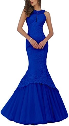 Promworld Women's Halter Neck Key Hole Mermaid Long Evening Gown Fuschia