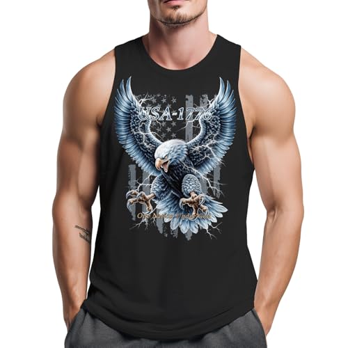TiwBski Men’s American Flag Bald Eagle Tank Tops USA Eagle… at Amazon